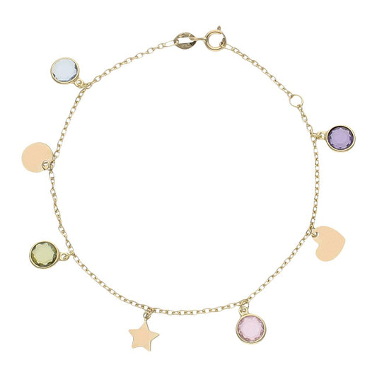 PULSERA ORO 18KL MINI CHARMS MIX + PIEDRAS - PU1399