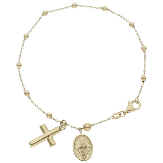 PULSERA ORO 18KL ROSARIO CRUZ + MILAGROSA - PU1400