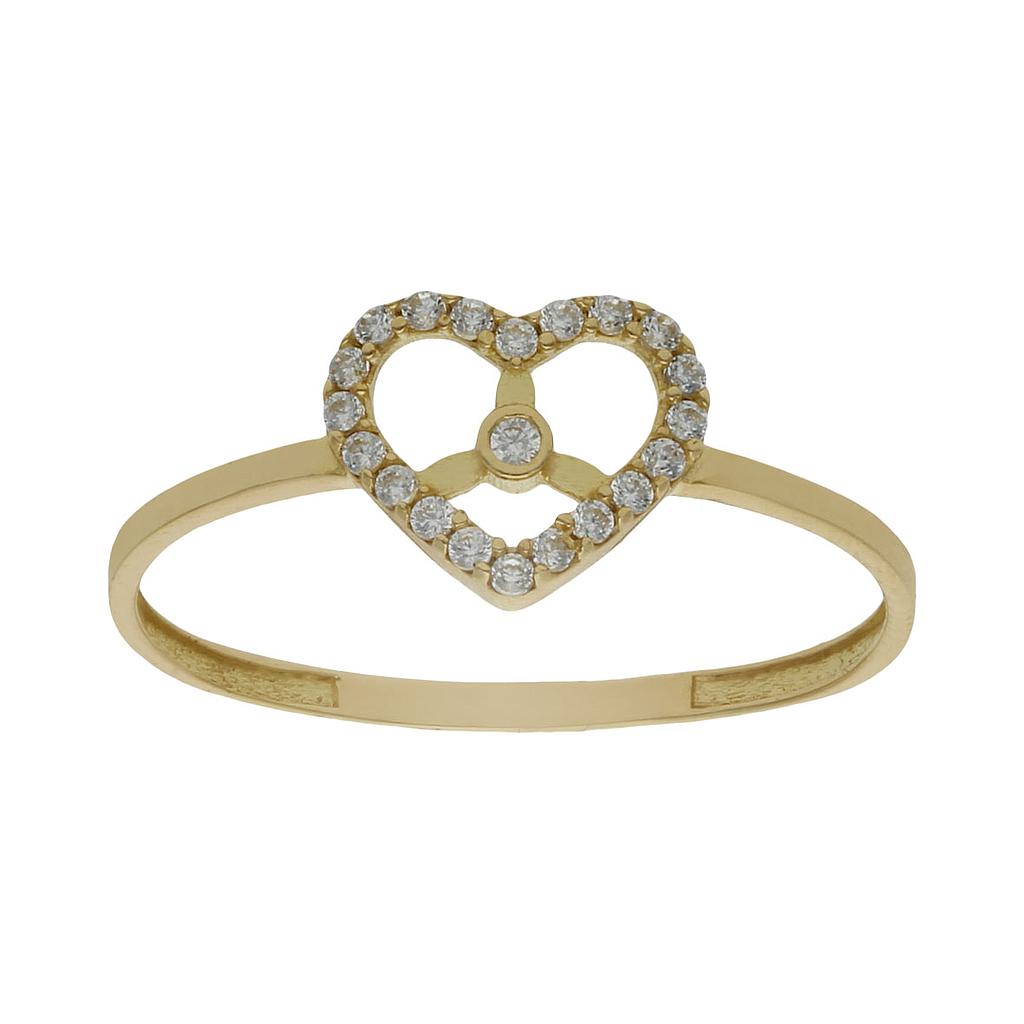 SORTIJA ORO 18KL CORAZON CIRCONITAS - S1031n12