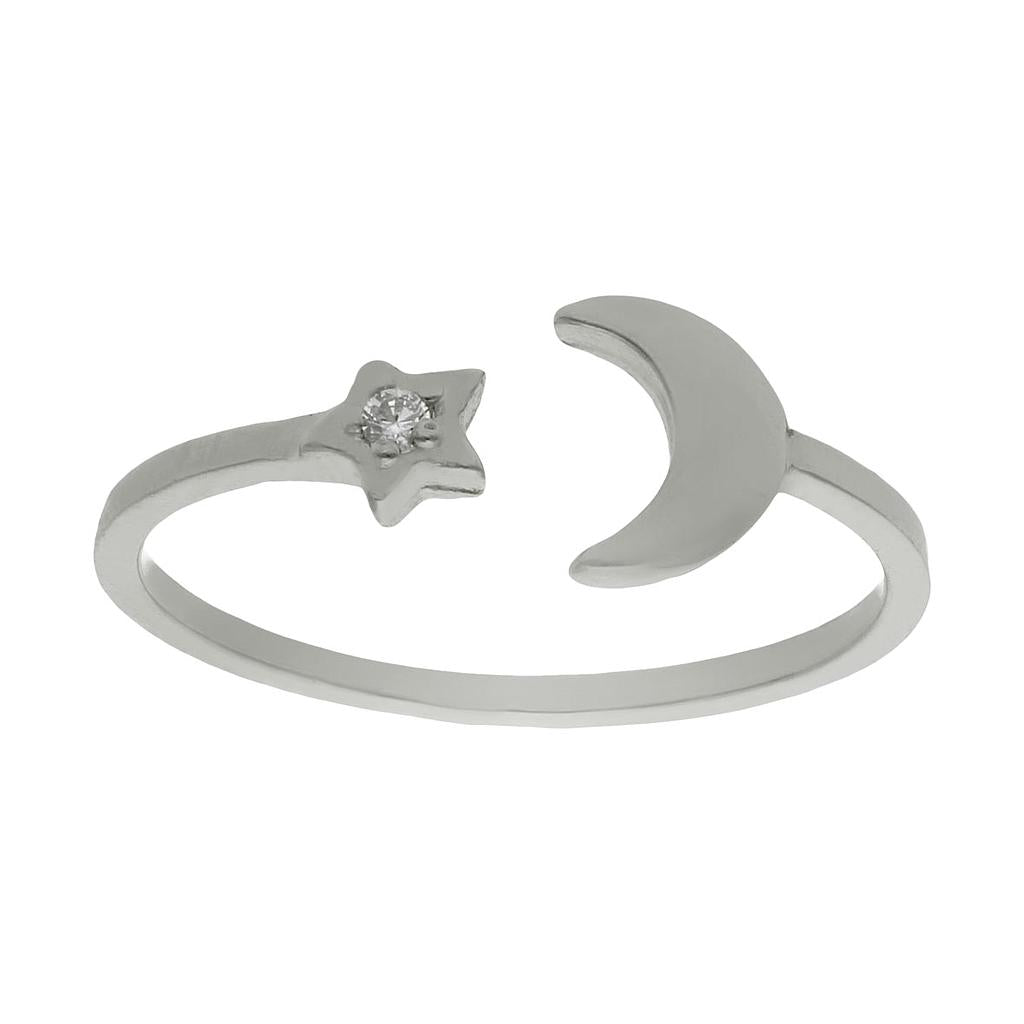 SORTIJA ORO BLANCO 18KL LUNA + ESTRELLA - S1044n12
