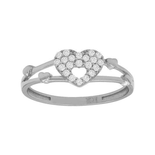 SORTIJA ORO BLANCO 18KL CORAZON CIRCONITAS - S1057n10