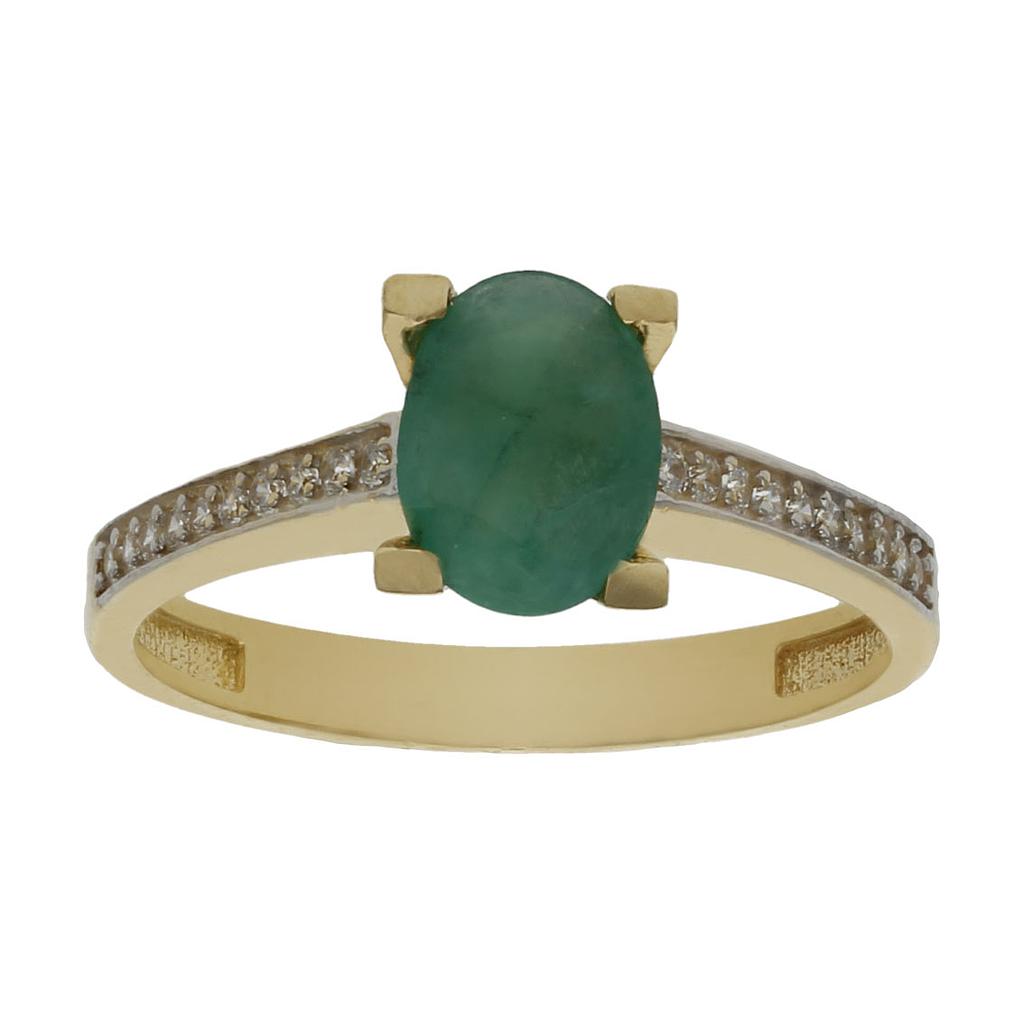 SORTIJA ORO 18KL ESMERALDA FINA + CIRCONITAS - S1247n12
