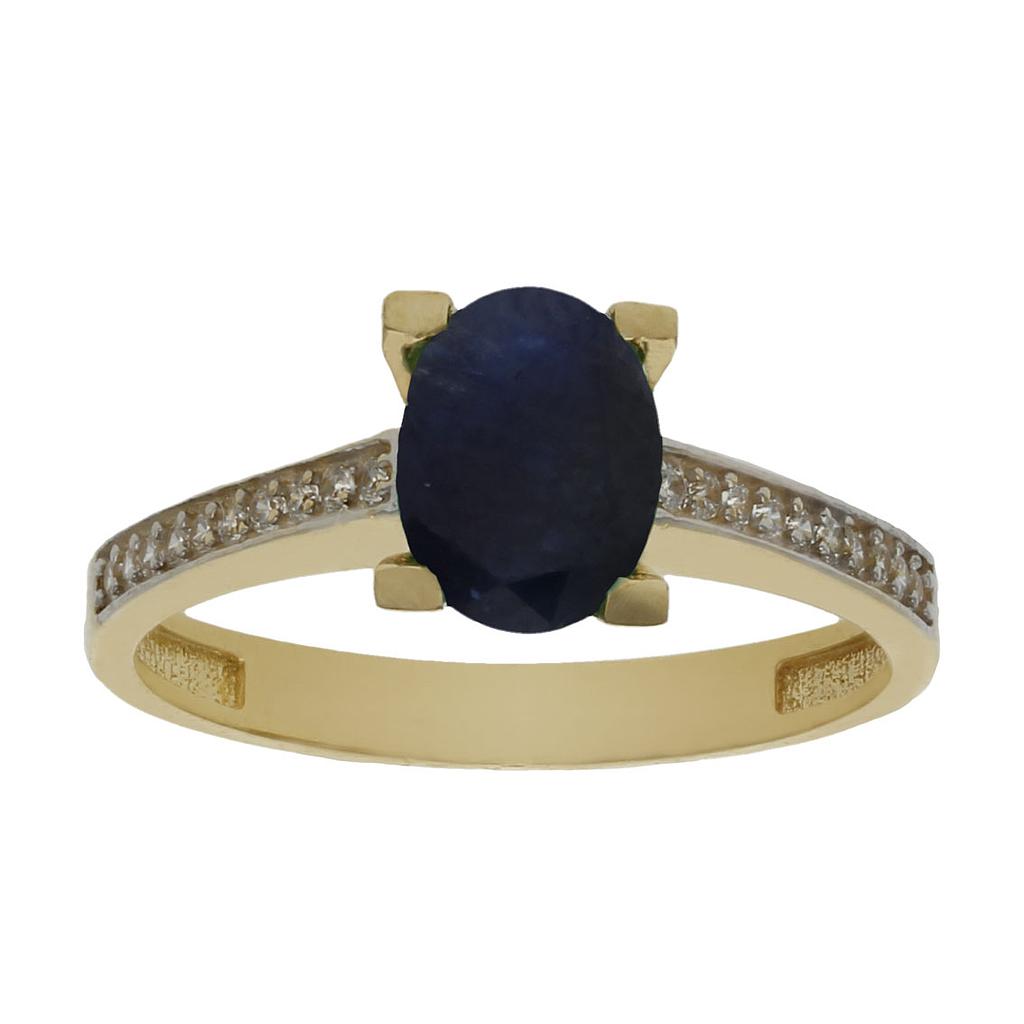 SORTIJA ORO 18KL ZAFIRO FINO + CIRCONITAS - S1249n12