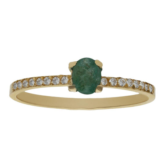 SORTIJA ORO 18KL ESMERALDA FINA + CIRCONITAS - S1259n12