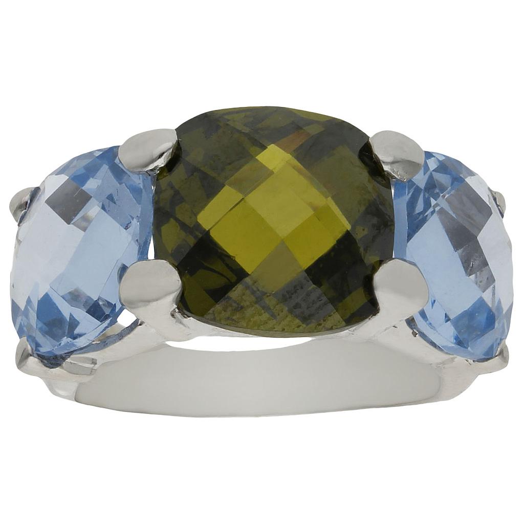 SORTIJA ORO BLANCO 18KL - PIEDRA AZUL + VERDE - S4678n10