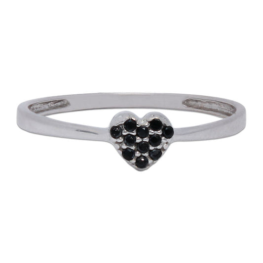 SORTIJA CORAZON ORO BLANCO 18KL - NEGRA - S962n10