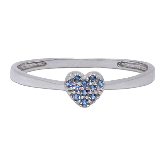 SORTIJA CORAZON ORO BLANCO 18 KL - AZUL - S965n10
